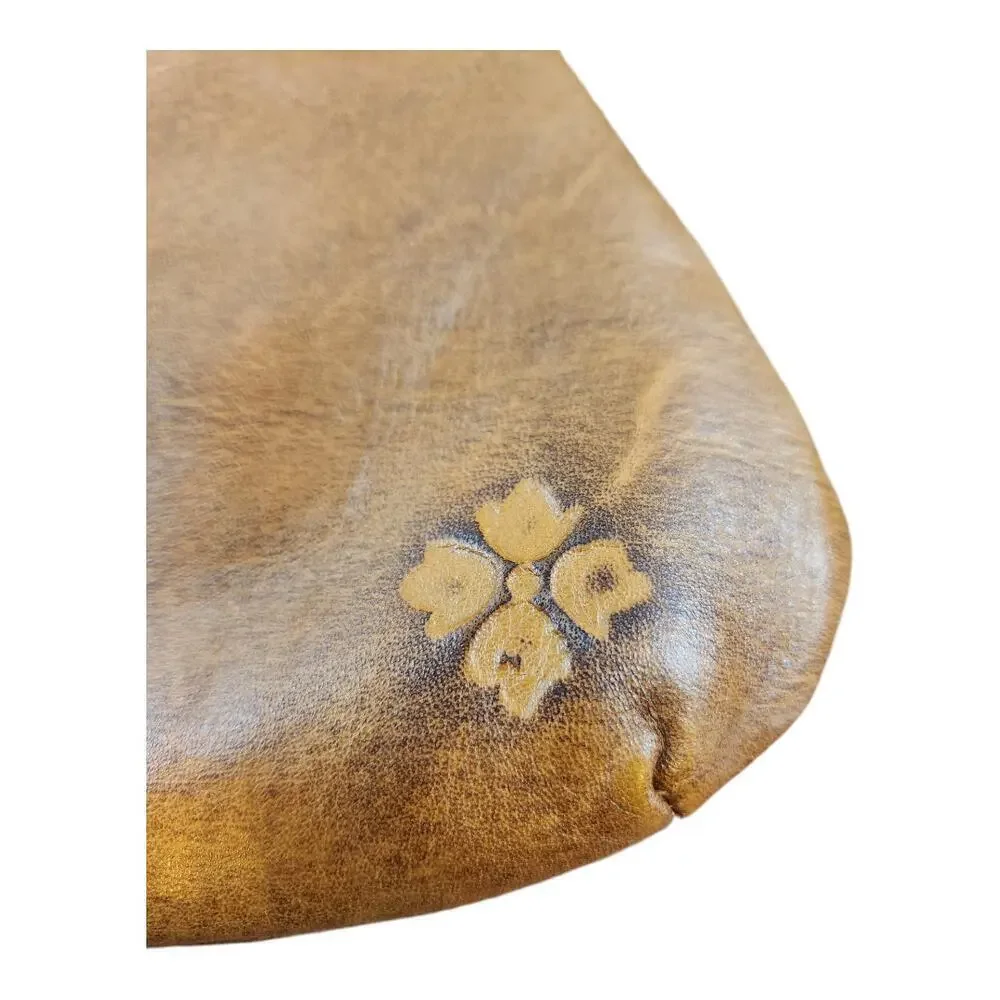 Patricia Nash Savena tooled brown leather clutch kisslock wallet missing strap